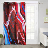 Red Oil painting marble texture window curtains