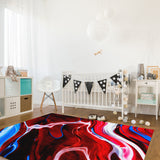 Red Oil painting marble texture Right Angle Felt Rugs - LeobonZone