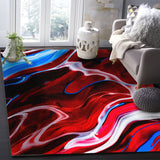 Red Oil painting marble texture Right Angle Felt Rugs - LeobonZone