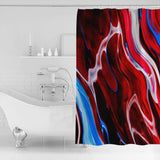Red Oil painting marble texture Waterproof Durable Shower Curtain