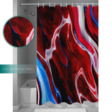 Red Oil painting marble texture Waterproof Durable Shower Curtain - LeobonZone