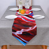 Red Oil painting marble texture Table Runner Place Mats Sharp Angle - LeobonZone