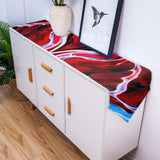 Red Oil painting marble texture Table Runner Place Mats Sharp Angle - LeobonZone