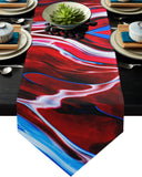 Red Oil painting marble texture Table Runner Place Mats Sharp Angle