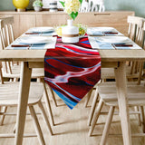 Red Oil painting marble texture Table Runner Place Mats Sharp Angle - LeobonZone