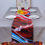 Red Oil painting marble texture Table Runner Place Mats - LeobonZone