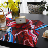 Red Oil painting marble texture Table Flag And Table Mat Suit Sharp angle - LeobonZone