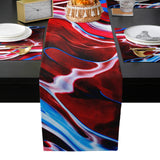 Red Oil painting marble texture Table Flag And Table Mat Suit - LeobonZone