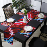 Red Oil painting marble texture Table Flag And Table Mat Suit - LeobonZone