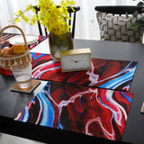 Red Oil painting marble texture Table Flag And Table Mat Suit - LeobonZone