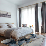 Grey Marble texture Golden line Sponge Rillet Rubber Rugs - LeobonZone