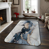 Grey Marble texture Golden line Sponge Rillet Rubber Rugs - LeobonZone