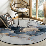Grey Marble texture Golden line Circular Felt Rugs - LeobonZone