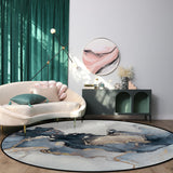 Grey Marble texture Golden line Circular Felt Rugs - LeobonZone