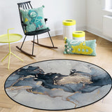 Grey Marble texture Golden line Circular Felt Rugs - LeobonZone