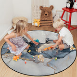 Grey Marble texture Golden line Circular Felt Rugs - LeobonZone