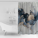Grey Marble texture Golden line Waterproof Durable Shower Curtain - LeobonZone