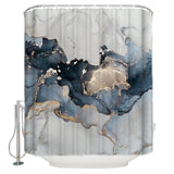 Grey Marble texture Golden line Waterproof Durable Shower Curtain - LeobonZone