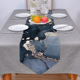 Grey Marble texture Golden line Table Runner Place Mats Sharp Angle - LeobonZone