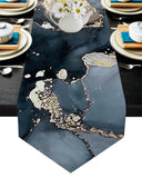 Grey Marble texture Golden line Table Runner Place Mats Sharp Angle - LeobonZone