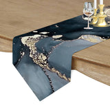 Grey Marble texture Golden line Table Runner Place Mats Sharp Angle - LeobonZone