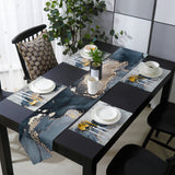 Grey Marble texture Golden line Table Flag And Table Mat Suit Sharp angle