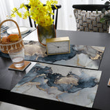 Grey Marble texture Golden line Table Flag And Table Mat Suit - LeobonZone