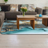 Marble texture Golden line Sponge Rillet Rubber Rugs - LeobonZone