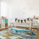 Marble texture Golden line Right Angle Felt Rugs - LeobonZone