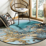Marble texture Golden line Circular Felt Rugs - LeobonZone