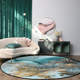 Marble texture Golden line Circular Felt Rugs - LeobonZone