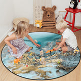 Marble texture Golden line  Circular Sponge Rugs