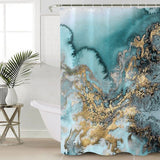 Marble texture Golden line Waterproof Durable Shower Curtain - LeobonZone