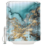 Marble texture Golden line Waterproof Durable Shower Curtain - LeobonZone