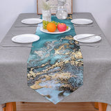 Marble texture Golden line Table Runner Place Mats Sharp Angle - LeobonZone