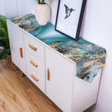 Marble texture Golden line Table Runner Place Mats Sharp Angle - LeobonZone
