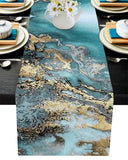 Marble texture Golden line Table Runner Place Mats - LeobonZone