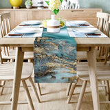 Marble texture Golden line Table Runner Place Mats - LeobonZone