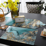 Marble texture Golden line Table Flag And Table Mat Suit Sharp angle - LeobonZone