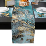 Marble texture Golden line Table Flag And Table Mat Suit - LeobonZone