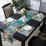 Marble texture Golden line Table Flag And Table Mat Suit