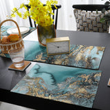 Marble texture Golden line Table Flag And Table Mat Suit - LeobonZone