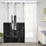 Black and white marble texture window curtains