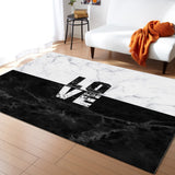 Black and white marble texture Right Angle Felt Rugs - LeobonZone