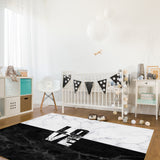Black and white marble texture Right Angle Felt Rugs - LeobonZone