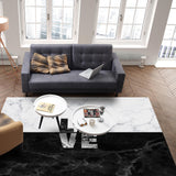 Black and white marble texture Right Angle Felt Rugs - LeobonZone