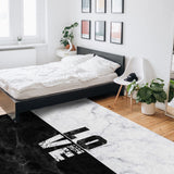 Black and white marble texture Right Angle Felt Rugs
