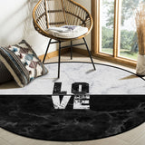 Black and white marble texture Circular Felt Rugs - LeobonZone