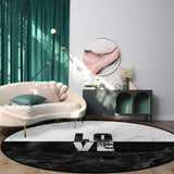 Black and white marble texture Circular Felt Rugs - LeobonZone