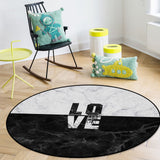 Black and white marble texture Circular Felt Rugs - LeobonZone